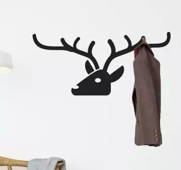 Deer Head Coat Hanger Sticker - TenStickers