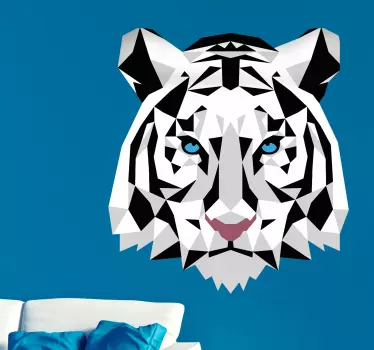 Sticker Animal Tigre Polygonal Blanc - TenStickers