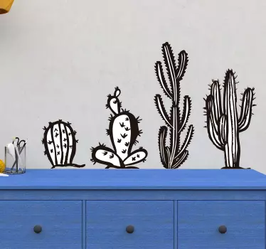 černé bílé kaktusy obývací pokoj stěny dekor - TenStickers