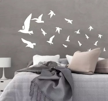 White Doves Headboard Sticker - TenStickers