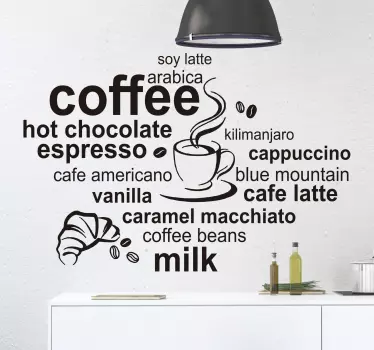 Keuken muursticker soorten koffie - TenStickers