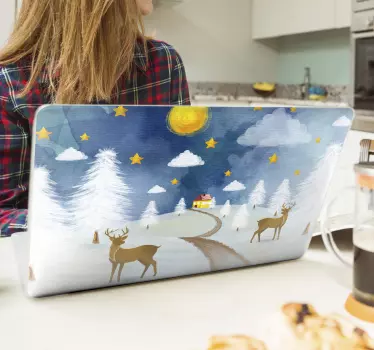 Laptop Aufkleber Weihnachten Landschaft - TenStickers