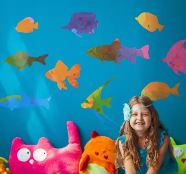 Fish Painting Wall Sticker - TenStickers