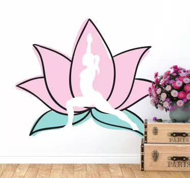 Vinilo pared yoga flor de loto - TenVinilo