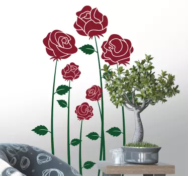 Wandtattoo Wohnzimmer Rote Rosen Blumen - TenStickers