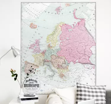 Wandtattoo Wohnzimmer Europa Karte 1900 - TenStickers