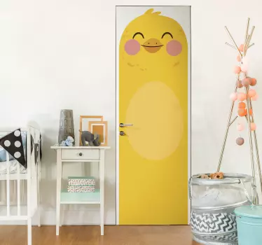 Yellow Chick Door Sticker - TenStickers