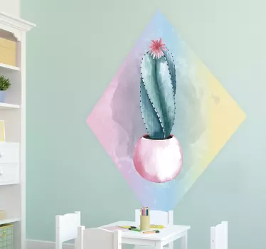 Vinilo pared cactus acuarela - TenVinilo