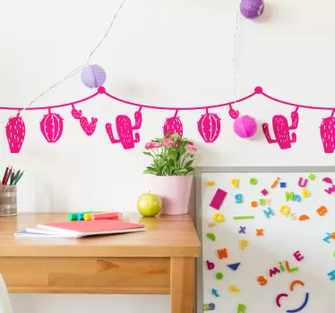 Cactus Pattern Bunting Wall Sticker - TenStickers