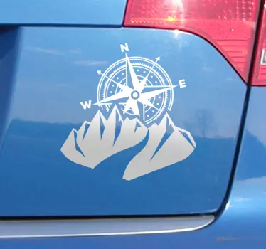 mountains and compass Car Sticker - TenStickers