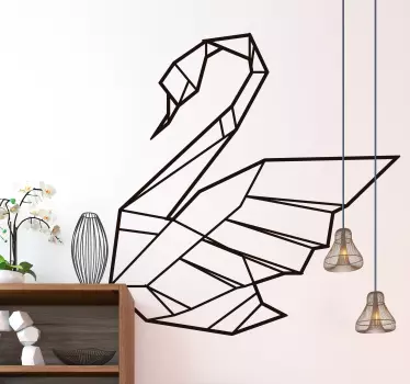 Vinilo pared animal de cisne estilo origami  - TenVinilo