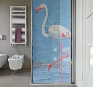White Flamingo Shower Sticker - TenStickers