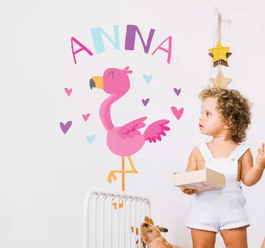 Infant Flamingo Customisable Wall Sticker - TenStickers