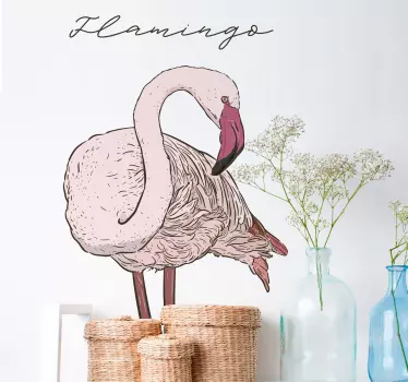 Flamingo Portrait Wall Art Sticker - TenStickers