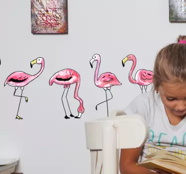 Naklejka dla dzieci rysunki flamingów - TenStickers