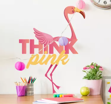 Rožinės spalvos flamingo lipdukas - „Tenstickers“