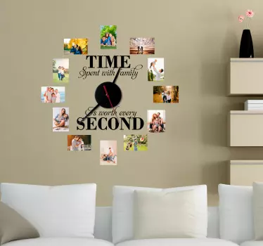 Family Clock Photo Frame Wall Sticker - TenStickers