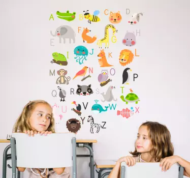Kinderkamer muursticker dieren alfabet engels - TenStickers