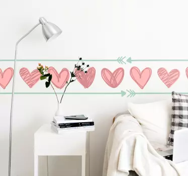 Hearts Wall Border Sticker - TenStickers