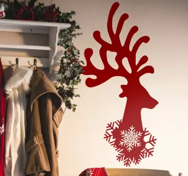 deer and snowflake christmas sticker - TenStickers