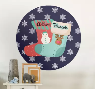 Customisable Christmas stocking wall sticker - TenStickers