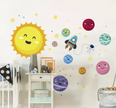 Sticker Espace Système solaire enfantin - TenStickers