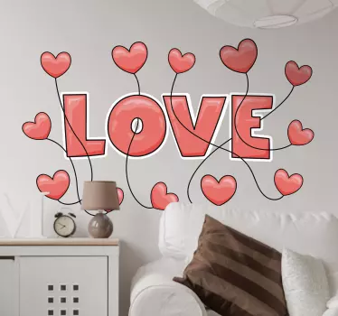 Sticker citation Amour Love et Coeurs - TenStickers