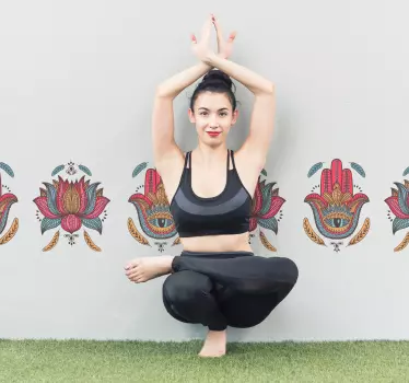Hamsa mano yoga wall border sticker - TenStickers