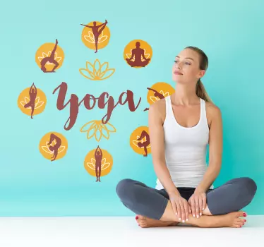 Yoga Posen Symbol Wandaufkleber - TenStickers