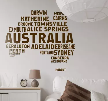 Australian Map Text World Map Sticker - TenStickers