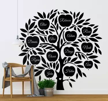 family tree names tree wall sticker - TenStickers