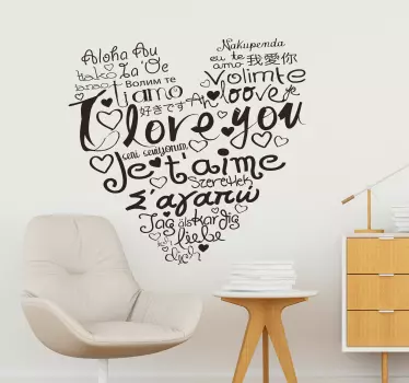 I Love You Languages Living Room Wall Decor - TenStickers