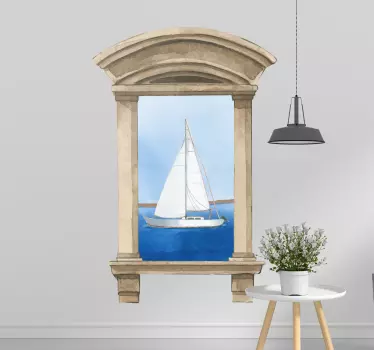 Wandtattoo Wohnzimmer Fenster mit Segelboot - TenStickers