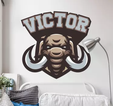 mammoth with name wall sticker - TenStickers