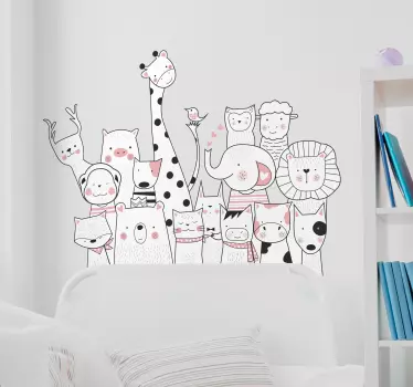 minimalist animal drawing headboard sticker - TenStickers
