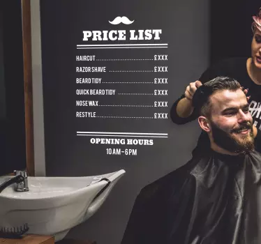 Barbers Price List Shop Sticker - TenStickers