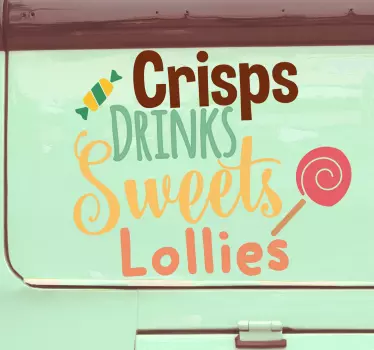Crisps Drinks Sweets Vehicle Sticker - TenStickers