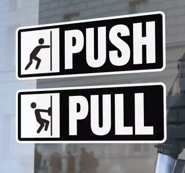 Push Pull Shop Door Sticker - TenStickers