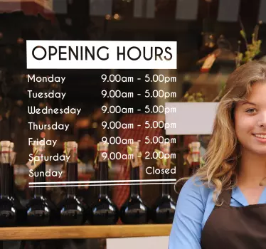 Opening Hours Shop Window Sticker - TenStickers