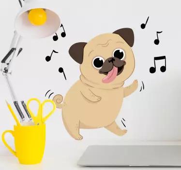 Naklejka z rysunkiem tańczący pies muzyka - TenStickers
