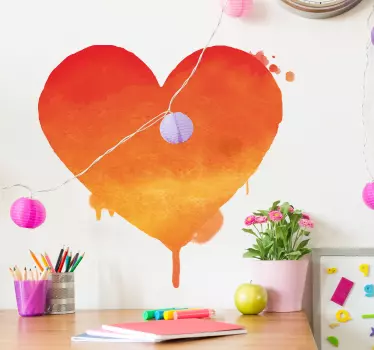 Valentijn stickers Oranje kunst hartje - TenStickers