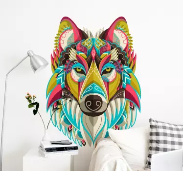 Tribal Wolf Living Room Wall Decor - TenStickers