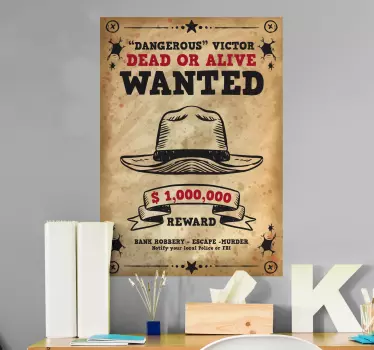 Wanted Customisable Wall Mural sticker - TenStickers