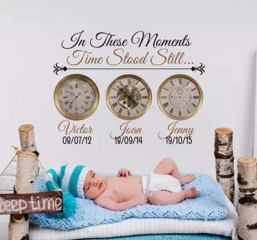 Clock Births Customisable Wall Sticker - TenStickers