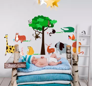 Sticker Chambre Enfant Dessin Animaux Sauvages - TenStickers