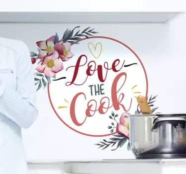 Love The Cook Floral text sticker - TenStickers