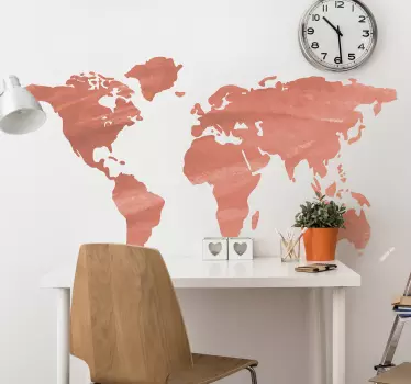Living Coral World Map Wall Sticker - TenStickers