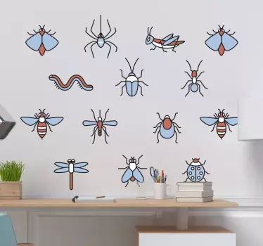 Vinilo pared Kit insectos - TenVinilo