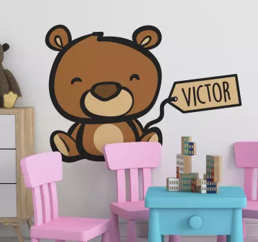 Teddy Bear Name Customisable Wall Sticker - TenStickers