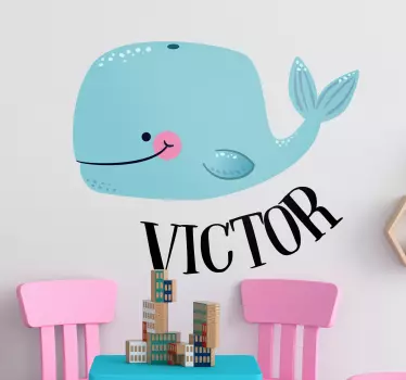 Whale with Name Customisable Wall Sticker - TenStickers